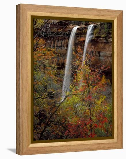 Waterfall, Zion National Park, Utah, USA-Scott T. Smith-Framed Premier Image Canvas