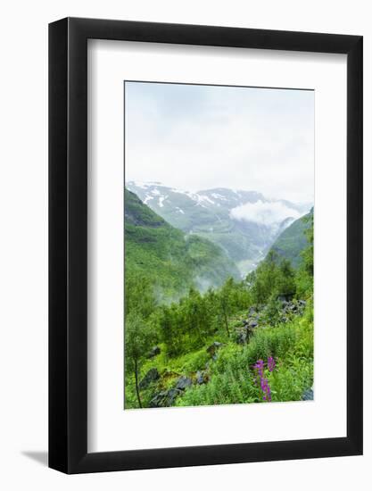 Waterfalls and Mountain Valleys Viewed from Vatnahalsen, Norway-Amanda Hall-Framed Photographic Print