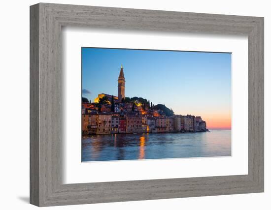 Waterfront and Tower of Church of St. Euphemia in the evening, Old Town, Rovinj, Croatia, Europe-Richard Maschmeyer-Framed Photographic Print