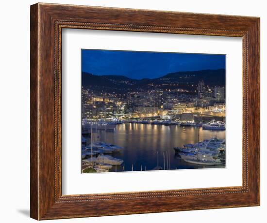 Waterfront at Night, Monte Carlo, Principality of Monaco, Cote d'Azur, Mediterranean, Europe-Sergio Pitamitz-Framed Photographic Print