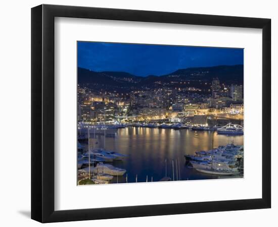 Waterfront at Night, Monte Carlo, Principality of Monaco, Cote d'Azur, Mediterranean, Europe-Sergio Pitamitz-Framed Photographic Print