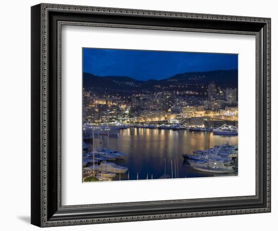 Waterfront at Night, Monte Carlo, Principality of Monaco, Cote d'Azur, Mediterranean, Europe-Sergio Pitamitz-Framed Photographic Print