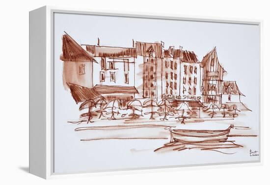 Waterfront dining, Concarneau, Brittany, France.-Richard Lawrence-Framed Premier Image Canvas