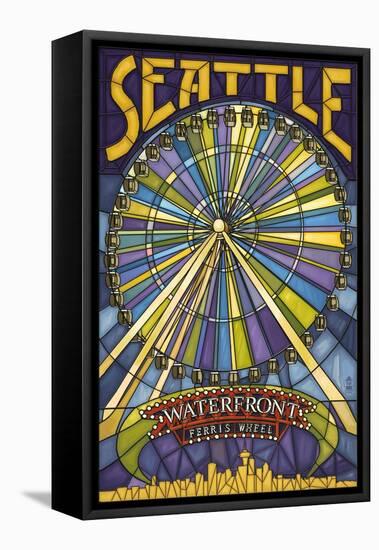 Waterfront Ferris Wheel - Seattle, Washington-Lantern Press-Framed Stretched Canvas