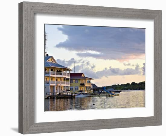 Waterfront Hotels, Colon Island (Isla Colon), Bocas Del Toro Province, Panama, Central America-Jane Sweeney-Framed Photographic Print