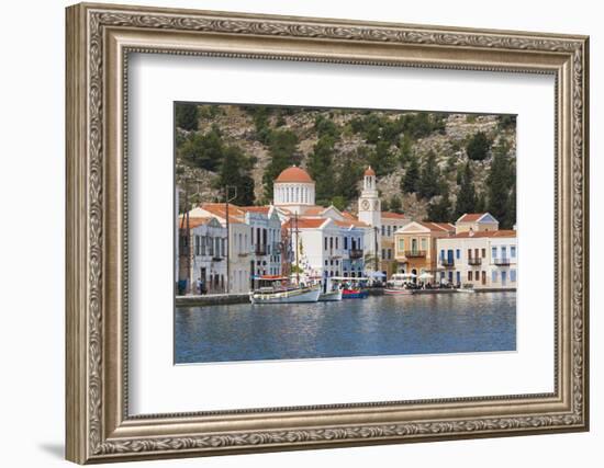 Waterfront Houses and Church, Dodecanese Islands-Ruth Tomlinson-Framed Photographic Print