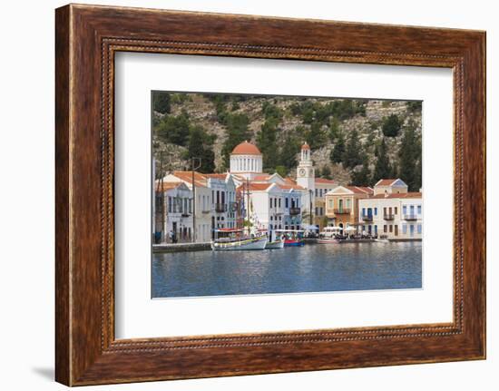 Waterfront Houses and Church, Dodecanese Islands-Ruth Tomlinson-Framed Photographic Print