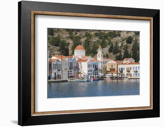 Waterfront Houses and Church, Dodecanese Islands-Ruth Tomlinson-Framed Photographic Print