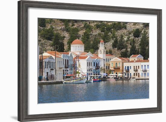 Waterfront Houses and Church, Dodecanese Islands-Ruth Tomlinson-Framed Photographic Print