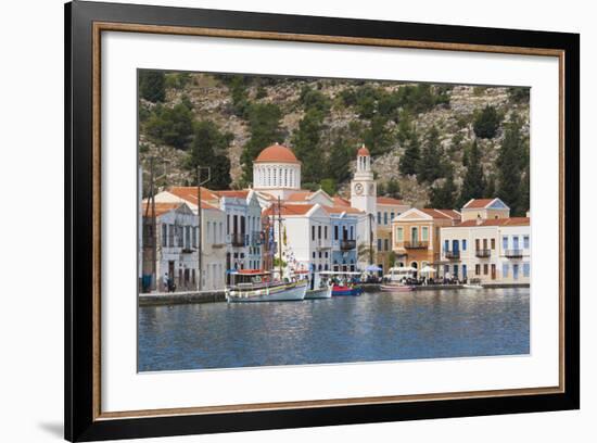 Waterfront Houses and Church, Dodecanese Islands-Ruth Tomlinson-Framed Photographic Print