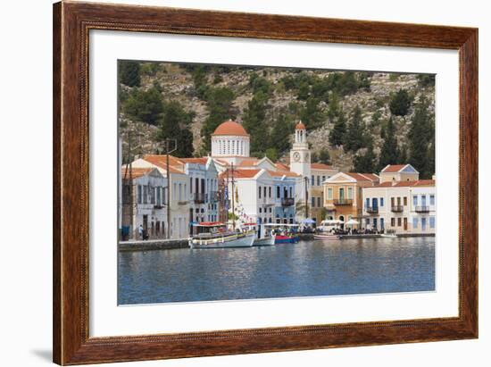 Waterfront Houses and Church, Dodecanese Islands-Ruth Tomlinson-Framed Photographic Print