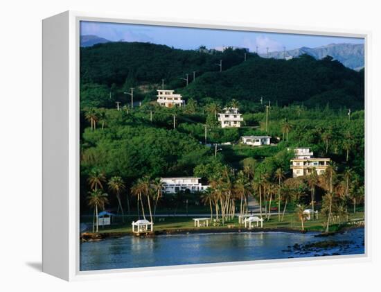 Waterfront Houses, Inarajan, Guam-John Elk III-Framed Premier Image Canvas