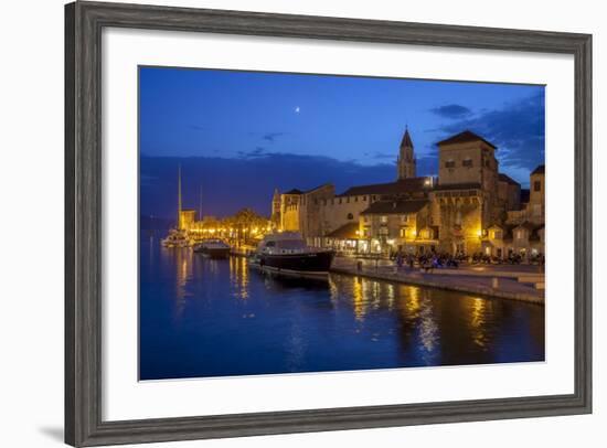 Waterfront Lit Up at Dusk, Trogir, UNESCO World Heritage Site, Dalmatian Coast, Croatia, Europe-John Miller-Framed Photographic Print