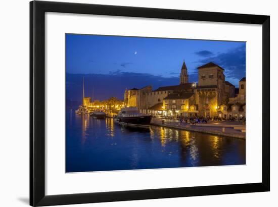 Waterfront Lit Up at Dusk, Trogir, UNESCO World Heritage Site, Dalmatian Coast, Croatia, Europe-John Miller-Framed Photographic Print