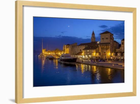 Waterfront Lit Up at Dusk, Trogir, UNESCO World Heritage Site, Dalmatian Coast, Croatia, Europe-John Miller-Framed Photographic Print