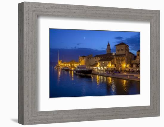 Waterfront Lit Up at Dusk, Trogir, UNESCO World Heritage Site, Dalmatian Coast, Croatia, Europe-John Miller-Framed Photographic Print