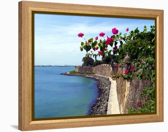 Waterfront Walkway, Fort San Felipe Del Morro, San Juan, Puerto Rico, USA, Caribbean-Miva Stock-Framed Premier Image Canvas