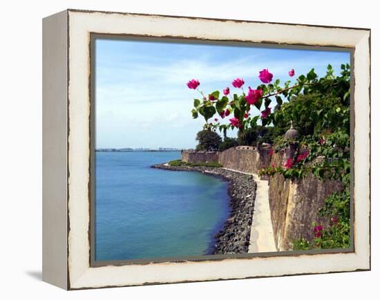 Waterfront Walkway, Fort San Felipe Del Morro, San Juan, Puerto Rico, USA, Caribbean-Miva Stock-Framed Premier Image Canvas