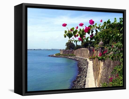 Waterfront Walkway, Fort San Felipe Del Morro, San Juan, Puerto Rico, USA, Caribbean-Miva Stock-Framed Premier Image Canvas