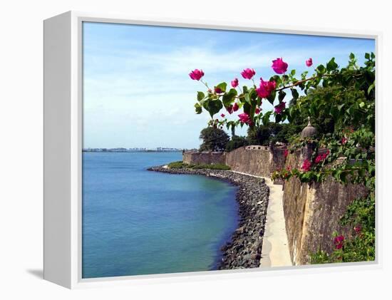 Waterfront Walkway, Fort San Felipe Del Morro, San Juan, Puerto Rico, USA, Caribbean-Miva Stock-Framed Premier Image Canvas