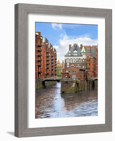 Waterfront Warehouses and Lofts in the Speicherstadt Warehouse District of Hamburg, Germany,-Miva Stock-Framed Photographic Print