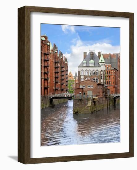 Waterfront Warehouses and Lofts in the Speicherstadt Warehouse District of Hamburg, Germany,-Miva Stock-Framed Photographic Print