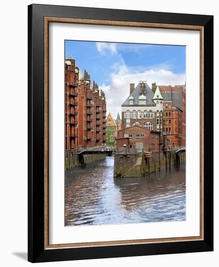 Waterfront Warehouses and Lofts in the Speicherstadt Warehouse District of Hamburg, Germany,-Miva Stock-Framed Photographic Print