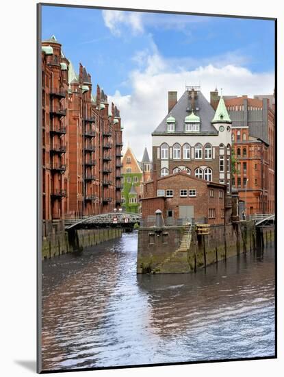 Waterfront Warehouses and Lofts in the Speicherstadt Warehouse District of Hamburg, Germany,-Miva Stock-Mounted Photographic Print