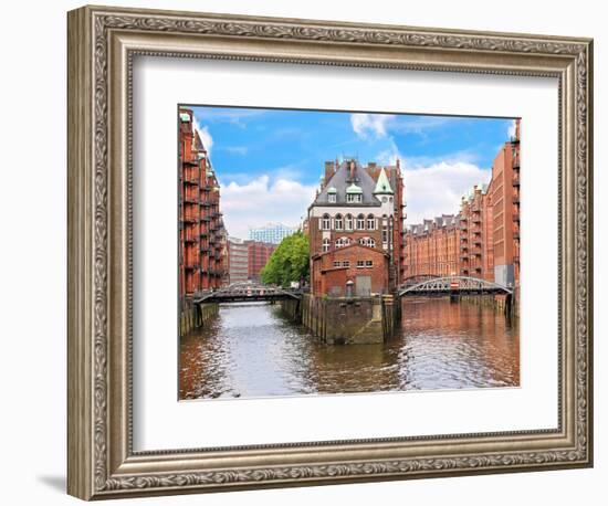 Waterfront Warehouses in the Speicherstadt Warehouse District of Hamburg, Germany-Miva Stock-Framed Photographic Print