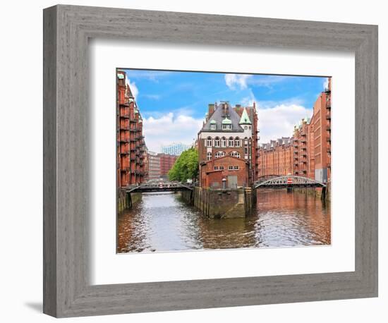 Waterfront Warehouses in the Speicherstadt Warehouse District of Hamburg, Germany-Miva Stock-Framed Photographic Print