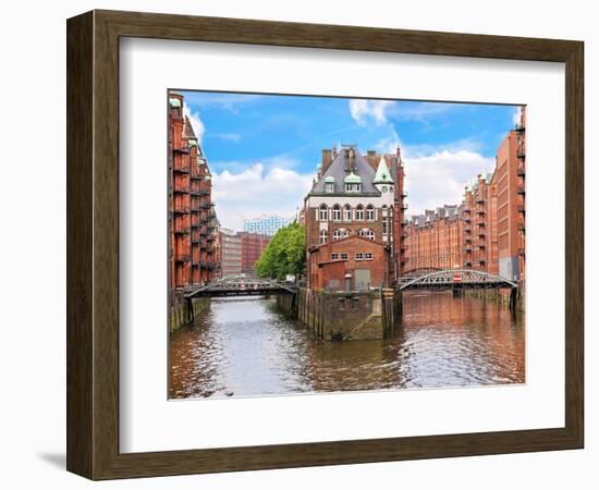 Waterfront Warehouses in the Speicherstadt Warehouse District of Hamburg, Germany-Miva Stock-Framed Photographic Print