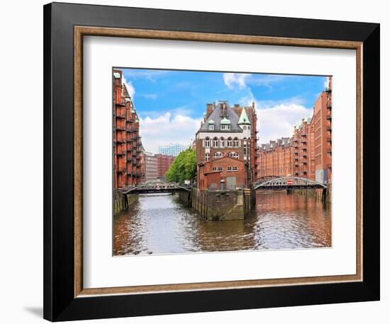 Waterfront Warehouses in the Speicherstadt Warehouse District of Hamburg, Germany-Miva Stock-Framed Photographic Print