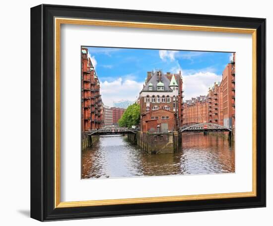 Waterfront Warehouses in the Speicherstadt Warehouse District of Hamburg, Germany-Miva Stock-Framed Photographic Print