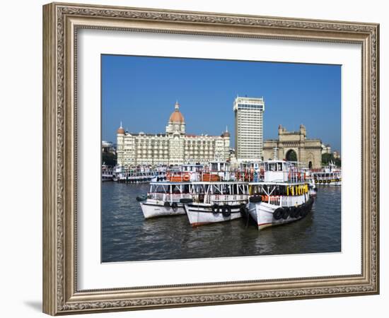 Waterfront with Taj Mahal Palace and Tower Hotel and Gateway of India, Mumbai (Bombay), India-Stuart Black-Framed Photographic Print