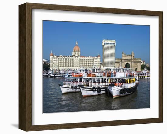 Waterfront with Taj Mahal Palace and Tower Hotel and Gateway of India, Mumbai (Bombay), India-Stuart Black-Framed Photographic Print