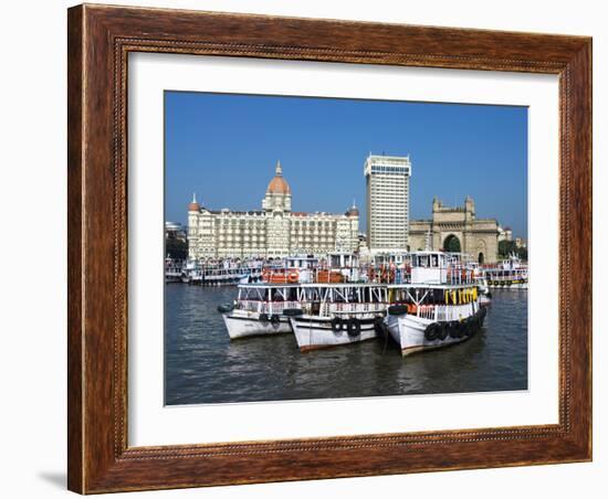 Waterfront with Taj Mahal Palace and Tower Hotel and Gateway of India, Mumbai (Bombay), India-Stuart Black-Framed Photographic Print