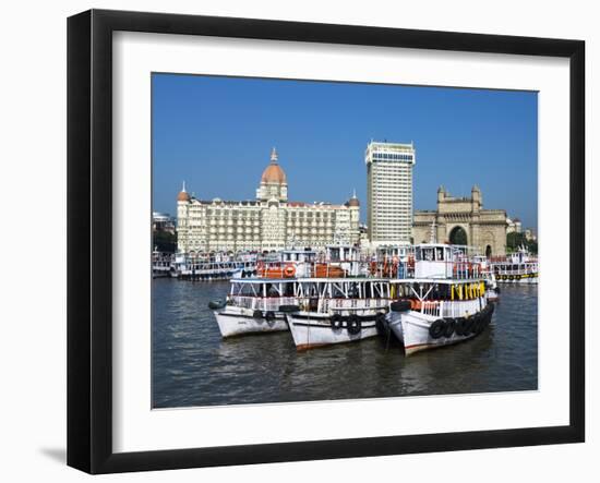 Waterfront with Taj Mahal Palace and Tower Hotel and Gateway of India, Mumbai (Bombay), India-Stuart Black-Framed Photographic Print