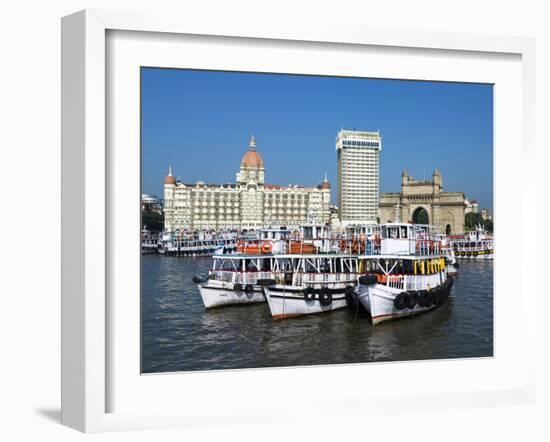 Waterfront with Taj Mahal Palace and Tower Hotel and Gateway of India, Mumbai (Bombay), India-Stuart Black-Framed Photographic Print