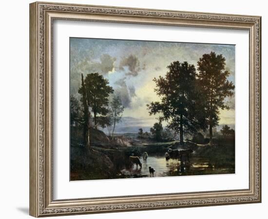 Watering Cattle, Early 1850S-Constant Troyon-Framed Giclee Print