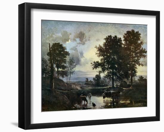Watering Cattle, Early 1850S-Constant Troyon-Framed Giclee Print