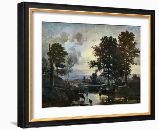 Watering Cattle, Early 1850S-Constant Troyon-Framed Giclee Print