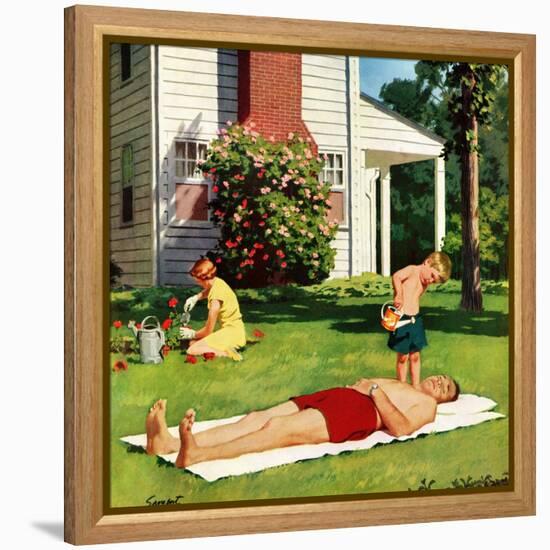 "Watering Father", June 4, 1955-Richard Sargent-Framed Premier Image Canvas