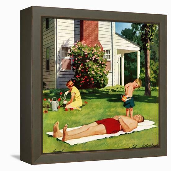 "Watering Father", June 4, 1955-Richard Sargent-Framed Premier Image Canvas