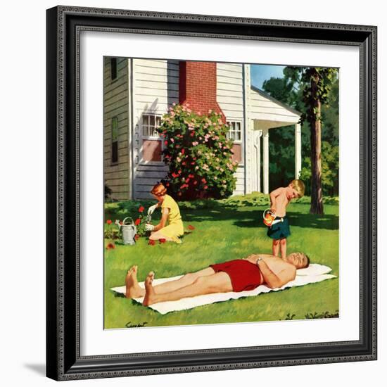 "Watering Father", June 4, 1955-Richard Sargent-Framed Giclee Print