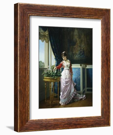 Watering Flowers-Auguste Toulmouche-Framed Giclee Print