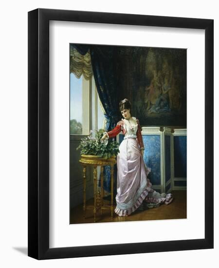 Watering Flowers-Auguste Toulmouche-Framed Giclee Print