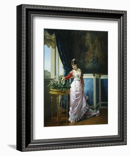 Watering Flowers-Auguste Toulmouche-Framed Giclee Print