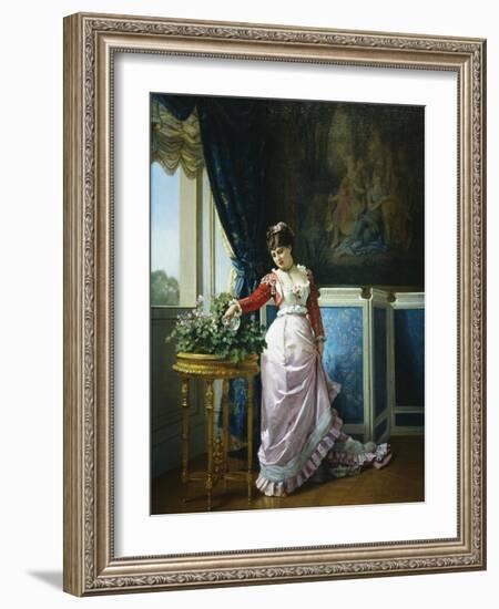 Watering Flowers-Auguste Toulmouche-Framed Giclee Print