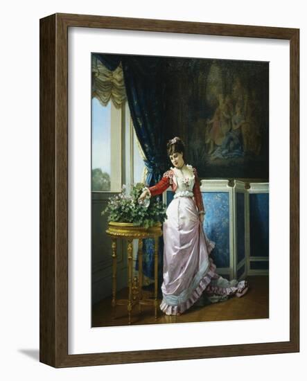 Watering Flowers-Auguste Toulmouche-Framed Giclee Print