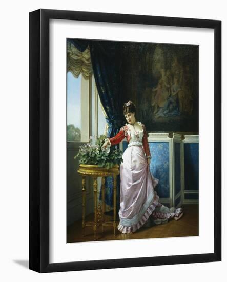 Watering Flowers-Auguste Toulmouche-Framed Giclee Print